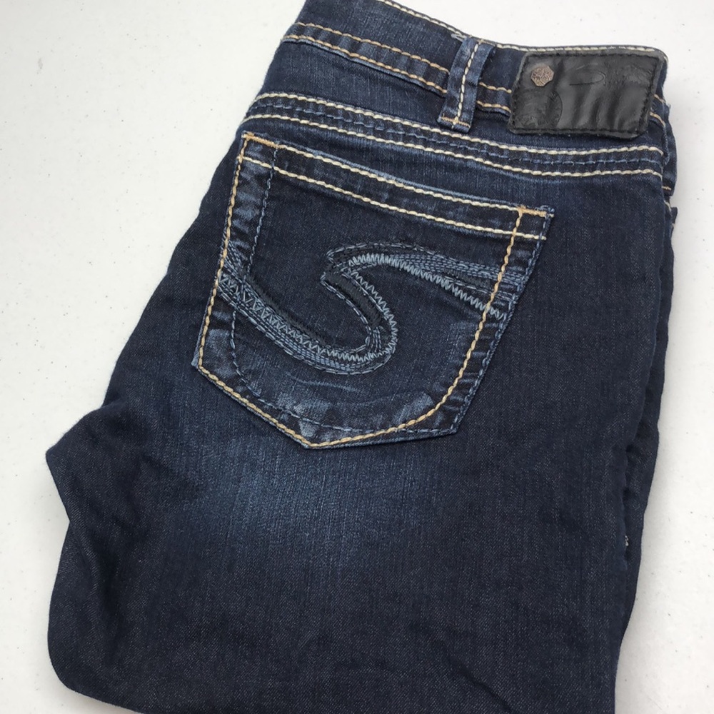 VINTAGE SILVER TUESDAY CROP DENIM CAPRIS 32x17 EMBROIDERED BACK POCKETS …
